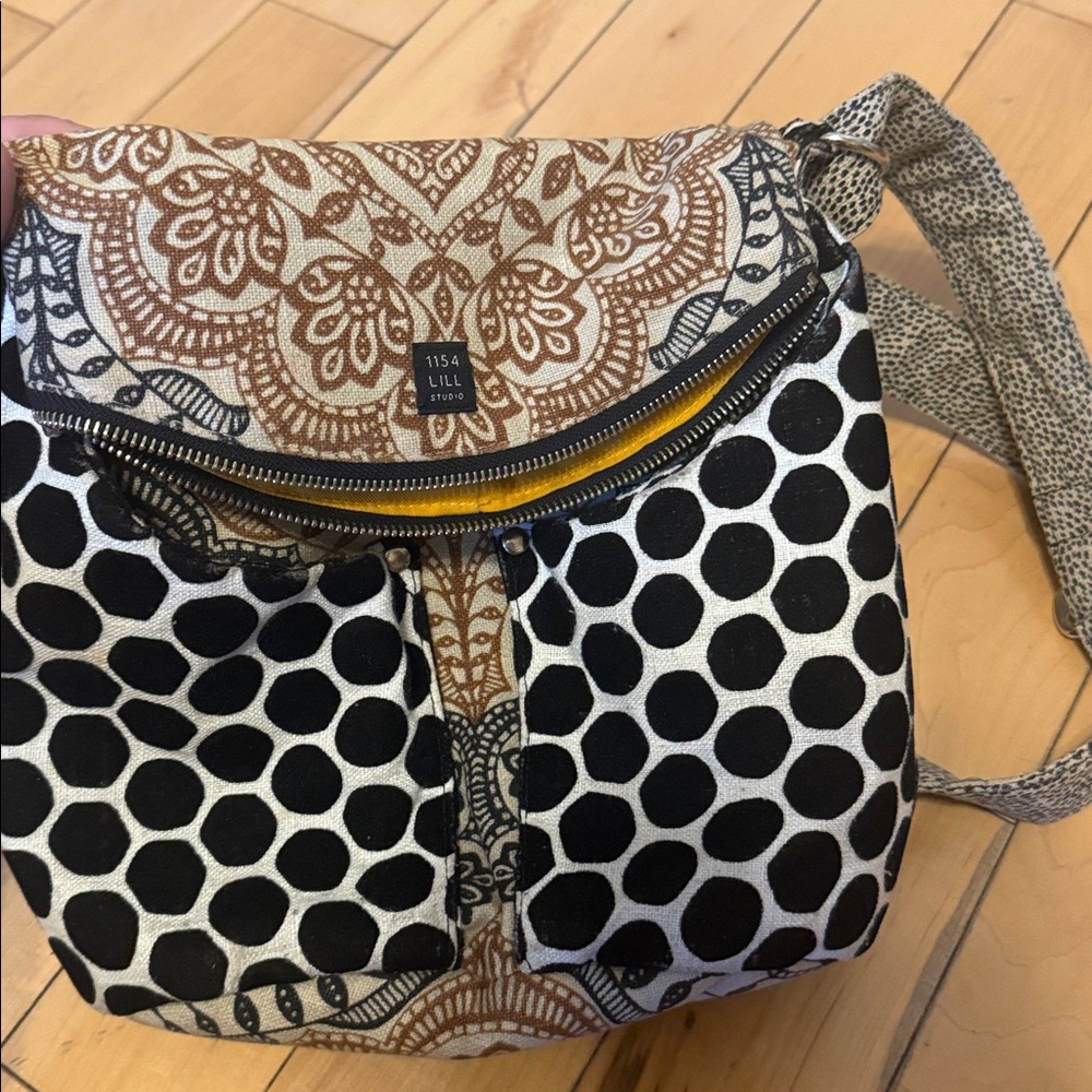 1154 LILL Studio Patterned Crossbody Bag with Black and Tan Design